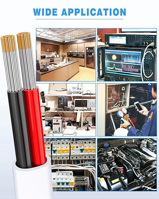 NAOVEO 12 Gauge Wire 2 Conductor Electrical Wire, 12 AWG Stranded PVC Tinned Copper Cable, Flexible/Low Voltage Automotive Wiring for LED Lamps, Marine, Speaker, Appliances (100FT)