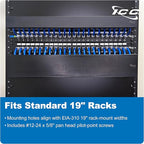 ICC 2U Finger Duct Cable Manager Panel with Cover, Plastic with Metal Back Frame, 3" Depth, Horizontal Cable Management, Rackmount for 19” Network Racks, Black, 6-Pack