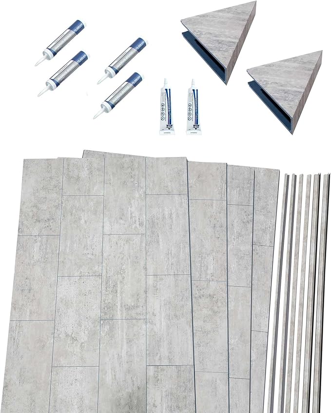 Palisade 78in x 60in x 36in Waterproof Vinyl Shower Surround Kit with Accessories in Urban Coast