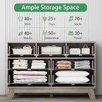 Xixini Fluted Dresser for Bedroom with 7 Drawers, 48" Wide Modern Chest of Drawers with Metal Handle, Wood Dresser TV Stand, Wooden Closet Clothes Storage Organizer for Living Room, Hallway, Grey