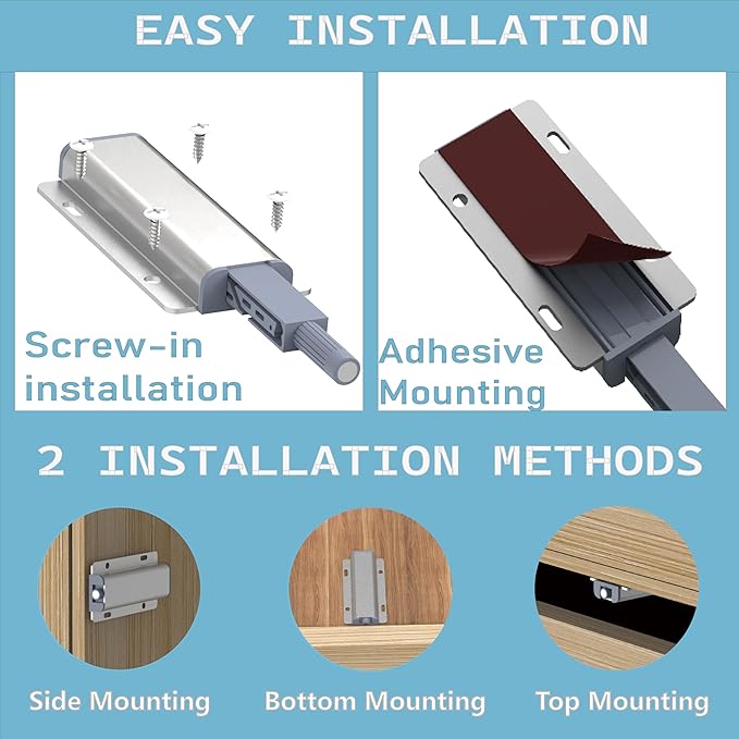 Magnetic Push to Open Door Latch 10 Pack Push Latch Push to Open Cabinet Hardware Magnetic Touch Latch for Closet Kitchen Doors Cabinets Drawers Wardrobes