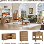 Joaxswe Farmhouse 55" Entertainment Center,Dark Wood Tv Stand with Adjustable Shelves & 2 Door Storage,Wooden Media Console Cabinet for TVs Up to 65 inches, Rustic Tv Stands for Living Room,Bedroom