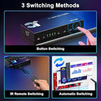 HDMI Switch 4 in 1 Out 4K@60Hz, 4 Ports HDMI Switcher Splitter Selector with Remote, Support HDCP 2.2 HDR 10+ Dolby Vision/Atmos 18Gbps CEC for Apple TV Game PC PS4 5 Pro Xbox Roku