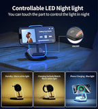 3 in 1 Magnetic Wireless Charging Station for Apple Devices, Fast Foldable Travel Mag-Safe Charger Stand with Night Light for iPhone 17 16 15 14 13 12 Series, Apple Watch/AirPods Pro