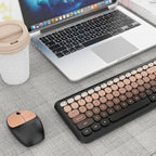 HotFox Wireless Keyboard and Mouse Combo, Full-Size Retro Typewriter Keyboard with Round Keycaps, Ergonomic Design for Windows PC, Home and Office Use -Red