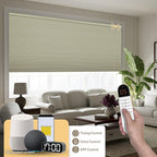 Boolegon No Drill Motorized Cellular Blinds with Remote Motorized Blackout Honeycomb Blinds for Indoor Windows Easy to Install Automatic Cellular Shades for Home,Blackout Beige,Custom Size