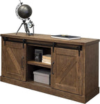 Avondale 60" TV Console Barn Door Entertainment Stand Wood Accent Cabinet Brown