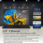 Elite Screens Kestrel Tab-Tension 2 CLR3, 121" 16:9, Ultra-Short Throw Ceiling Ambient Light Rejecting (CLR/ALR) Electric Floor-Rising Motorized Front Projector Screen, Black Casing, FTE121UH3-CLR3