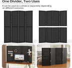 DURASPACE 4 Panel Room Divider 5.6 FT Pegboard Display Folding Wood Privacy Screen Pegboard Stand Organizer for Jewelry, Craft, Cloth, Art Display (Black)