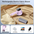 Smyeviva Rechargeable Fabric Shaver for Clothes: 6-Leaf Blades & 3 Speeds to Remove Pilling, Fuzz & Lint Balls - with LED Display, Portable Electric Lint Remover for Sweater, Couch, Blanket, Furniture