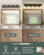 METWET Bathroom Light Fixtures Over Mirror, 5-Light Oil Rubbed Bronze Bathroom Vanity Light with Globe Clear Glass Shade, 32 Inch Modern Sconces Wall Lighting, VL195-ORB-5
