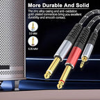 Lightning to Dual 6.35mm 1/4" TS Mono Stereo Y-Cable Splitter,3 in 1 to Dual 1/4-inch Audio Cable, Compatible with smartphones, computers, phones/Pads Amplifiers,speakers,headphones,mixing consoles