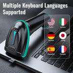 Tera Barcode Scanner 1D Wireless with Battery Level Indicator Versatile 2-in-1 (2.4Ghz Wireless+USB 2.0 Wired) 328 Feet Transmission Distance Rechargeable Barcode Reader USB Handheld Bar Code Scanner