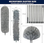 20+ Feet High Reach Duster Kit with 3-14 ft Extension Pole for Cleaning Fan, Spider Web, High Ceiling, Blinds, Furniture, Cars - Cobweb Microfiber Duster // Outdoor & Indoor Extendable Duster