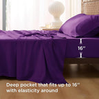 Bedsure Cooling Sheets Twin, Rayon Derived from Bamboo, Breathable & Soft Twin Sheets Set, Deep Pocket Up to 16 Inches, Hotel Luxury Silky Bedding for Hot Sleepers, Plum