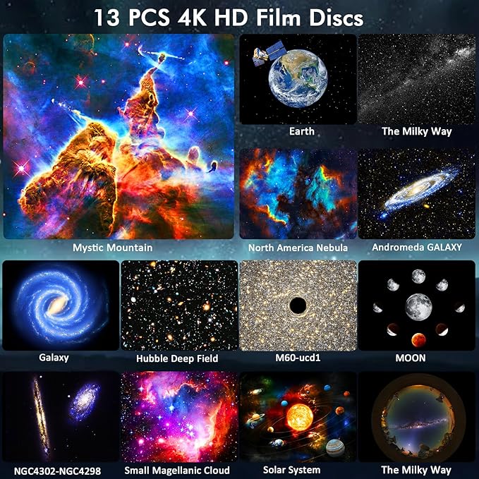 Star Projector,Upgraded 13 in 1 HD Planetarium Galaxy Projector for Bedroom,Night Light Projector with Adjustable Knob,360° Rotating and Timer,Galaxy Ceiling Projector for Kids,Adults,Gifts,Room Decor
