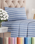 Twin Size 3 Piece Sheet Set - Comfy Breathable & Cooling Bed Sheets Set - Hotel Luxury Bedding for Women, Men, Kids, Teens, Boys & Girls - Deep Pockets, Soft, Wrinkle Free - Oeko-Tex - Blue Stripes 3