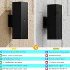 rosykite Motion Sensor Outdoor Wall Lights, Dusk to Dawn Exterior Wall Mount Light Fixtures with 3 Modes, Waterproof Up Down Porch Lights for House, Garage, Patio, Entryway, Matte Black
