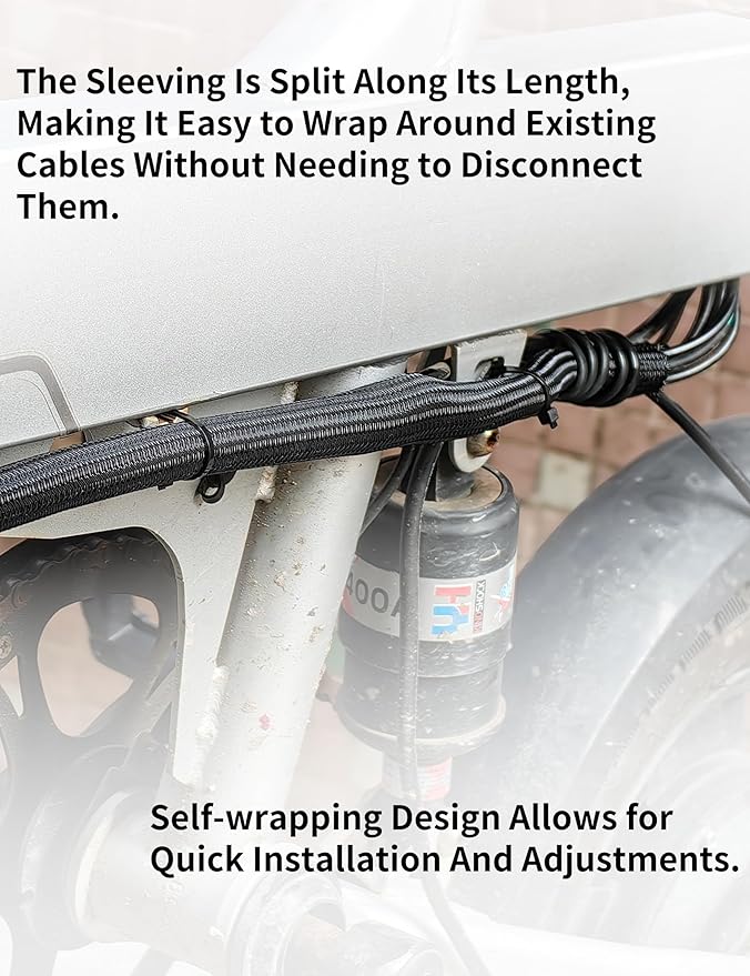 Cable Management Split Wire Loom Sleeve - Cord Hider & Protector for Desk, Pet Chew Proof, Wire Cover Organizer, Flexible Tube for Wires and Cables (5/16 Inch 12FT, Black)