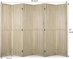 ECOMEX 6 Panel Room Divider, 5.6Ft Pegboard Display Wooden Folding Privacy Screen Freestanding Peg Board for Trade Show Craft Show Home Wall Organizer, Natural Wood