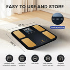 EILISON Smart Bathroom Scale with 4 Electrodes & BIA Technology High-Precision Body Fat Analyzer,Large Color Night Vision Touchscreen,Bluetooth App Sync for 19 Metrics,400LBS Capacity (Smart Black)