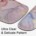Keyboard Wrist Rest Memory Foam Ergonomic Mouse Pad with Computer Wrist Support Set with Non-Slip Rubber Base Coaster for Home, Office Easy Typing and Pain Relief - Pink Gold Marble