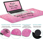 LIMKRIAN Pink Mouse Pad Set, Ergonomic Mouse Pad with Wrist Rest Keyboard Wrist Support, Large Desk Matt for Desktop, Gaming Mousepad Cup Coaster Set, Cute Pink Office Desk Accessories Decor Supplies