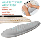 KUOSGM 2-in-1 Ergonomic Set, Wave Rise Keyboard Wrist Rest and Massage Bulge Slope Mouse Pad Wrist Support, Cushion Memory Foam Integrated to Relieve Wrist Pain, Silver Gray