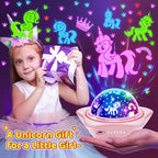 Onefire Girls Toys for Girl Gifts, 6 Films Light Projector Unicorn Toys for Girls Age 4-6, Rechargeable Night Lights for Bedroom, 360° Rotating Butterfly Decor Mermaid Gifts Princess Baby Toddler Toys