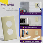 Duplex Wall Plates Kit by Enerlites 8821-I Home Electrical Outlet Cover, 1-Gang Standard Size, Unbreakable Polycarbonate Material, Ivory- 10 Pack Dual Port Replacement Receptacle Faceplates