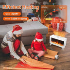 FLAME&SHADE 16 in Small Electric Fireplace Heater - Desk Space Heater with Realistic LED 3D Flames, Freestanding Fire Places Stove, 750 | 1500w, Overheating Protection (White)