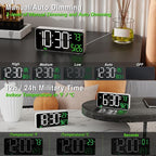 KOSUMOSU Digital Alarm Clock,6.7in Small Digital Clock for Bedroom,Auto Dimming,Date,Week,Seconds or Indoor Temperature,LED Desk Clocks for Living Room, Alarm Clocks for Bedrooms