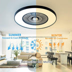 HUMHOLD 24" Bladeless Ceiling Fans with Lights and Remote/APP Control, Low Profile Ceiling Fan with 3-Dimmable Lights, Enclosed Flush Mount Ceiling Fan for Kid's Bedroom/Living Room
