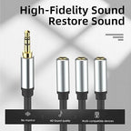 sovunis 3.5mm Stereo Audio Splitter Cable, Gold Plated 3.5mm (1/8") TRS 1 Male to 3 Female 3-Way Stereo Aux Splitter 1 Input 3 Output Stereo Audio Distributor Cable (3-Pole)