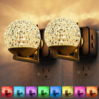 L LOHAS LED Night Lights Plug Into Wall 2 Pack,Dusk to Dawn Sensor,10-Color RGB Dimmable Night Light, 180°Rotating Plug in Night Light for Bathroom, Hallway, Bedroom, Stairway