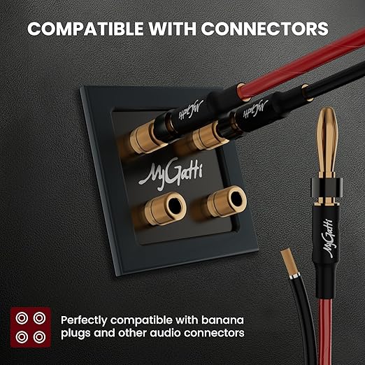 Mygatti 16/2 Gauge Speaker Wire 35FT, 16 AWG 2 Conductors OFC Pure Copper Electrical Red Black Cable for Car Speakers Stereo, Home Theater, Automotive Wire, Aluminum Foil Shield, Flexible Clear PVC