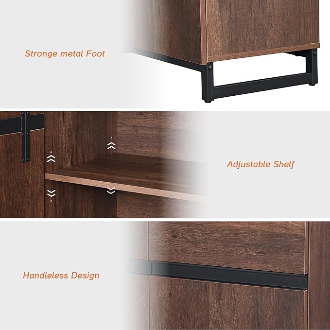 Wampat Modern TV Stand for 40 inch TVs, Entertainment Center Console with Adjustable Shelves and Metal Base for Living Room, Bedroom, Brown
