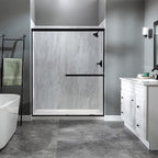 Palisade 78in x 60in x 32in Waterproof Vinyl Shower Surround Kit with Accessories in Urban Fjord