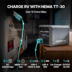 DABBSSON 3072Wh Solar Generator with 210W Solar Panel, Semi-Solid LiFePO4, 3000W AC Output×6,TT-30×1 for Charging RV,P-Boost 3600W,Lightweight,1.3X Runtime,3000L Power Station for Camping Home Backup