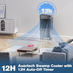 Auertech 8.5 Gal Swamp Cooler, 2800 CFM Portable Evaporative Air Cooler with 3 Speeds, Remote, 12H Timer, 120°Oscillation, Portable Air Coolers for Room, Garage, Bedroom