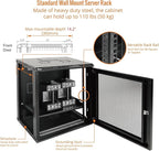 Tecmojo 12U Wall Mount Rack Network Cabinet for 19” IT Equipment,with Lockable Mesh Door and Removable Side Panels,Cooling Fan,Black,17.7inch Deep
