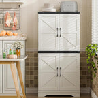 Farmhouse Floor Storage Cabinet with Adjustable Shelves, Rustic Style for Bathroom, Kitchen, Living Room