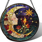 DASTOLL Stained Glass Window Hanging, Moon Goddess Torch Suncatcher Diamond Glass Panel Hangings Dream Sun Catchers Decor for Birthday for Women, Men, Wife, Aunt, and Mom 14.9x14.9 in