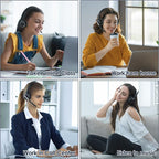 Wireless Headset, Bluetooth Headset with AI Noise Cancelling Mic, Bluetooth V5.2 Headphones with USB Dongle, Charging Base & Mic Mute for PC/Cell Phones/Call Center (Black)