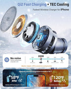 Augnner 3 in 1 Wireless Charging Station, Qi2.2 25W Certified Fast Magnetic Charger, Mag-Safe Wireless Charger Stand with TEC Active Cooling, for iPhone17/16/15/14/13/12, Apple Watch/AirPods