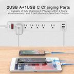 20Ft Power Strip Surge Protector - Yintar Extension Cord with 6 AC Outlets and 3 USB Ports for Home, Office, Dorm Essentials, 1680 Joules, ETL Listed, White