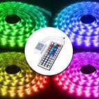 DAYBETTER Led Lights 2 Ports 44 Key Remote Control, Dimmer for Strip, 4 Pin Output Remote Controller for Led Strips 12 24V DC Tape Light (Without Power Adapter)
