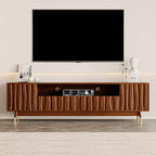 ATJafurn 78‘’ Brown Walnut Finish TV Stand for 65/75/85 Inch TVs, Mid Century Modern Wood Media Console Entertainment Center with 2 Drawers and 2 Cabinets for Living Room Bedroom