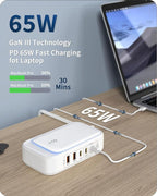 KWRNVO 7-in-1 Power Strip, 85W PD USB C Power Strip with 3 USB-C, 2 USB-A Ports and 2500W AC Outlet, Flat Plug Total 175W Essentials for Home/Office/College/Travel (White)