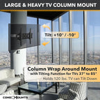 CondoMounts CLMTVT1064 DIY Column TV Mount for Large Pillars & Large TVs | Holds 120lbs | Fits 37-in. to 85-in. TVs | Fits Pillars 8-inches & Wider | No Drill | White Straps | TILT Only No Swivel